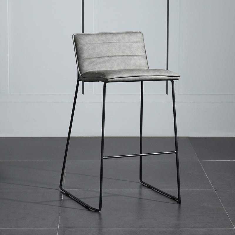 Contemporary Armless Upholstered Low Back Bar Stools with Metal Base
