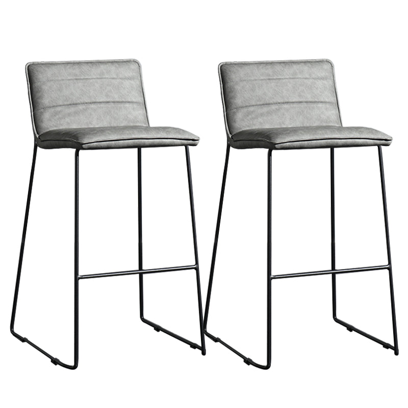 Contemporary Armless Upholstered Low Back Bar Stools with Metal Base