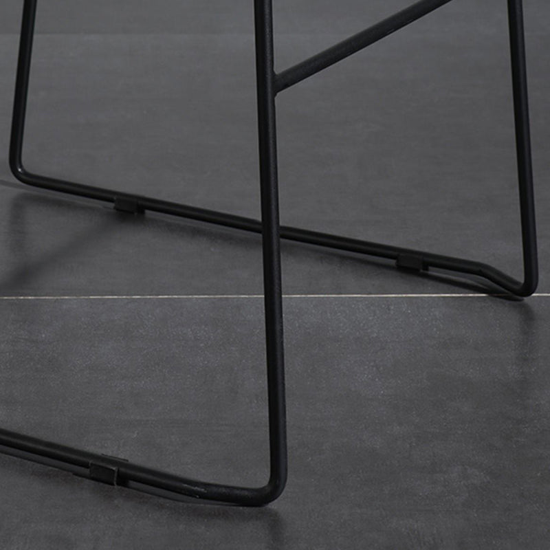 Contemporary Armless Upholstered Low Back Bar Stools with Metal Base