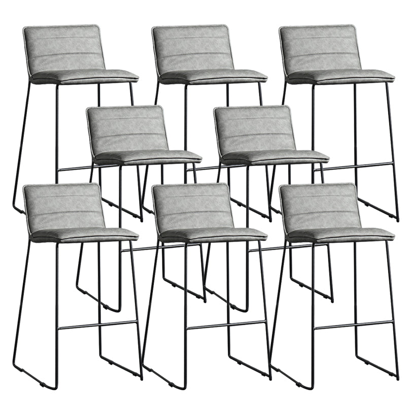 Contemporary Armless Upholstered Low Back Bar Stools with Metal Base
