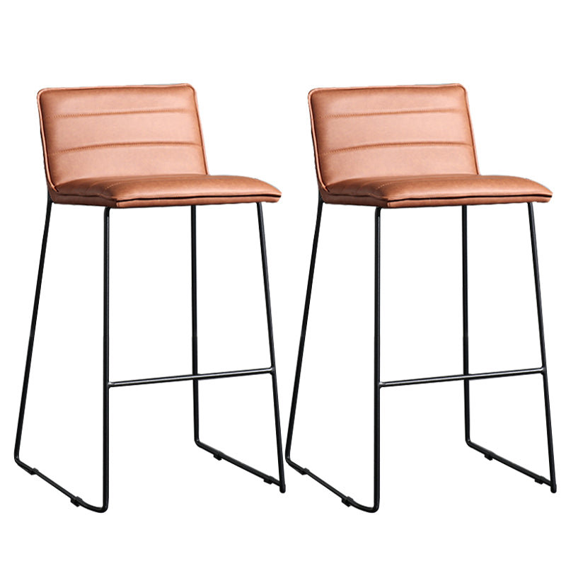 Contemporary Armless Upholstered Low Back Bar Stools with Metal Base