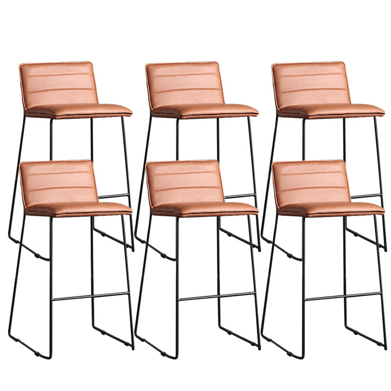 Contemporary Armless Upholstered Low Back Bar Stools with Metal Base