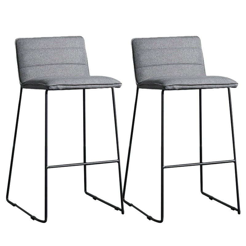 Contemporary Armless Upholstered Low Back Bar Stools with Metal Base