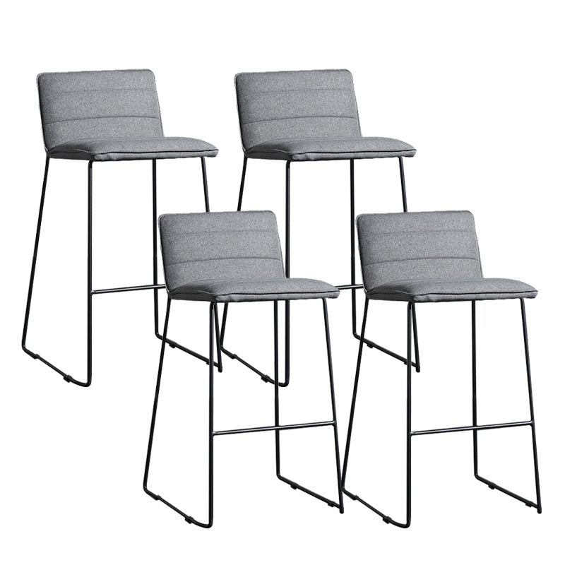 Contemporary Armless Upholstered Low Back Bar Stools with Metal Base