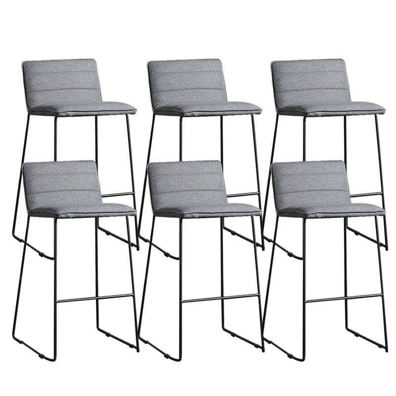 Contemporary Armless Upholstered Low Back Bar Stools with Metal Base