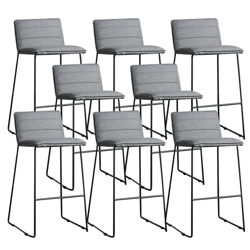 Contemporary Armless Upholstered Low Back Bar Stools with Metal Base