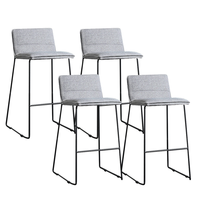 Contemporary Armless Upholstered Low Back Bar Stools with Metal Base