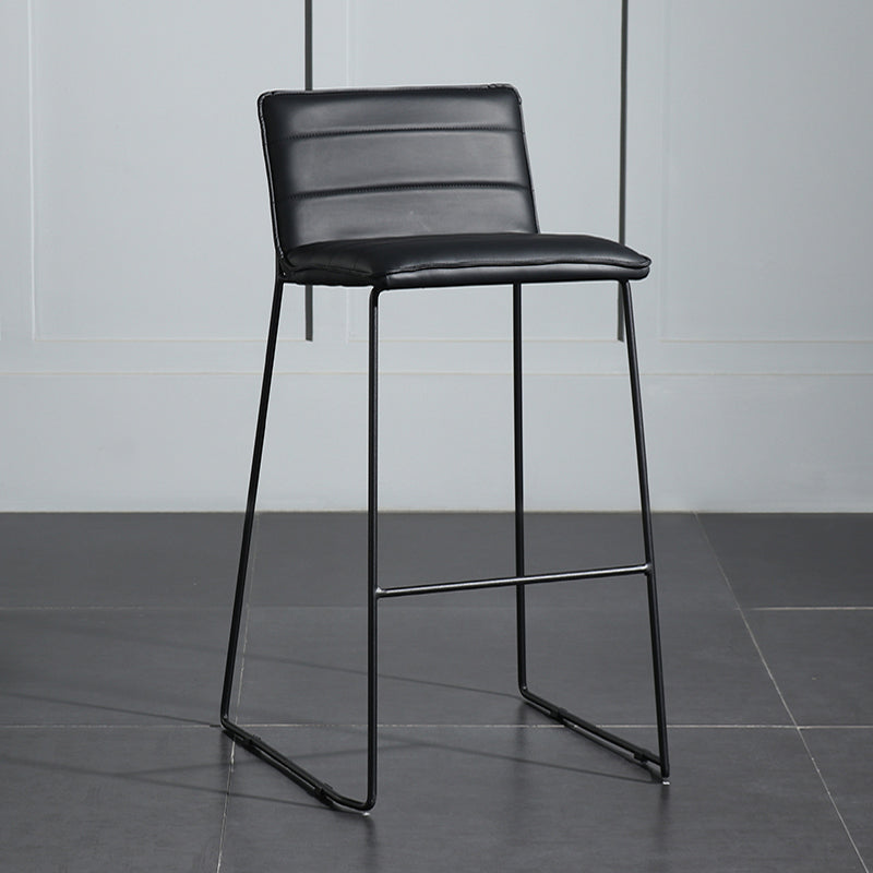 Contemporary Armless Upholstered Low Back Bar Stools with Metal Base