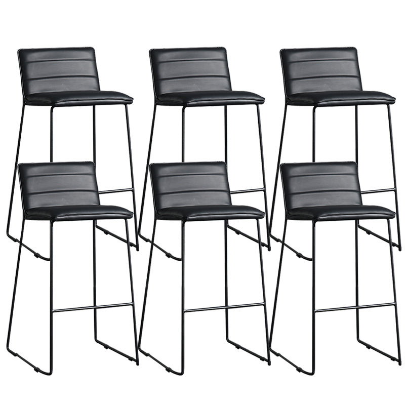 Contemporary Armless Upholstered Low Back Bar Stools with Metal Base