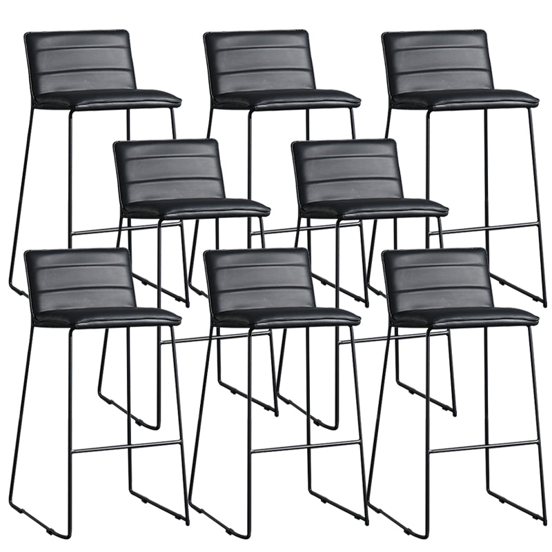 Contemporary Armless Upholstered Low Back Bar Stools with Metal Base