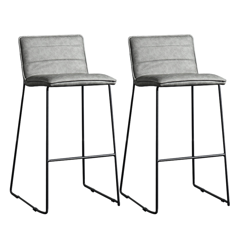 Contemporary Armless Upholstered Low Back Bar Stools with Metal Base