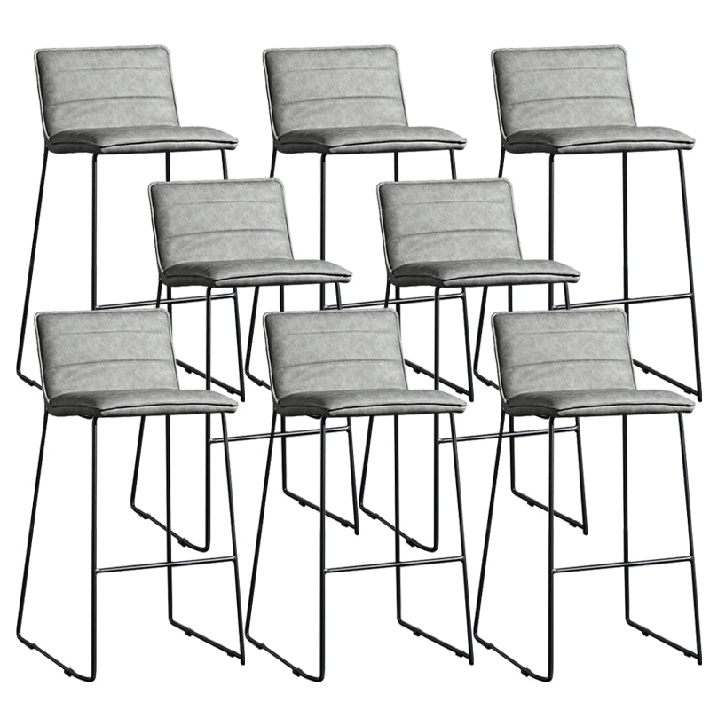 Contemporary Armless Upholstered Low Back Bar Stools with Metal Base