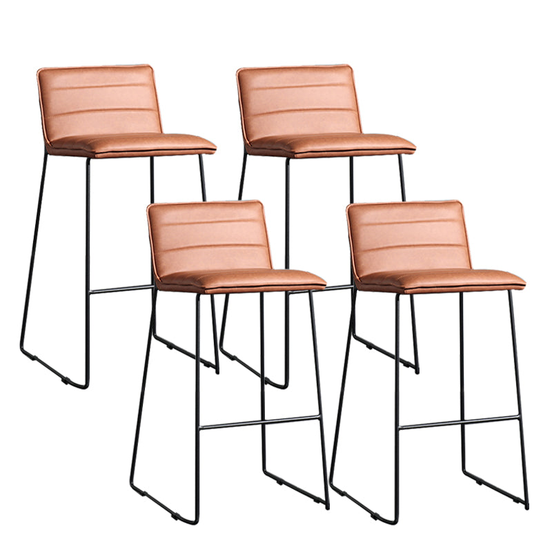 Contemporary Armless Upholstered Low Back Bar Stools with Metal Base