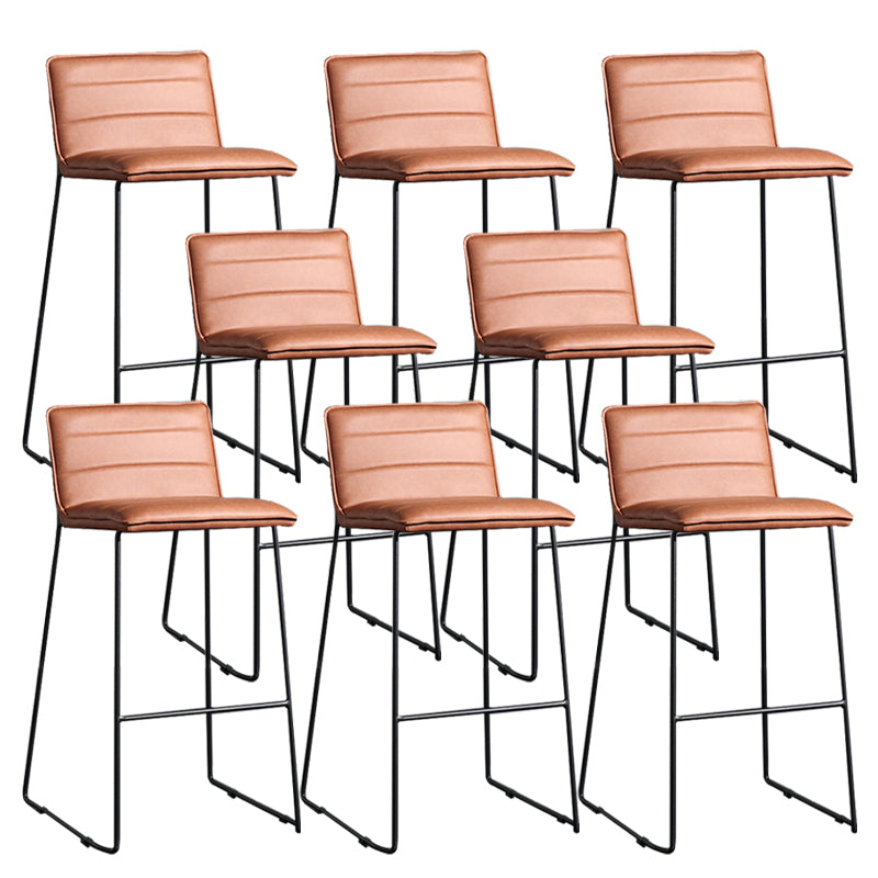 Contemporary Armless Upholstered Low Back Bar Stools with Metal Base
