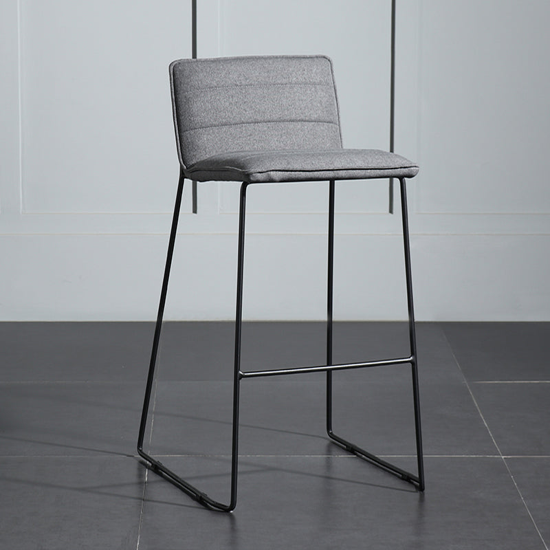Contemporary Armless Upholstered Low Back Bar Stools with Metal Base