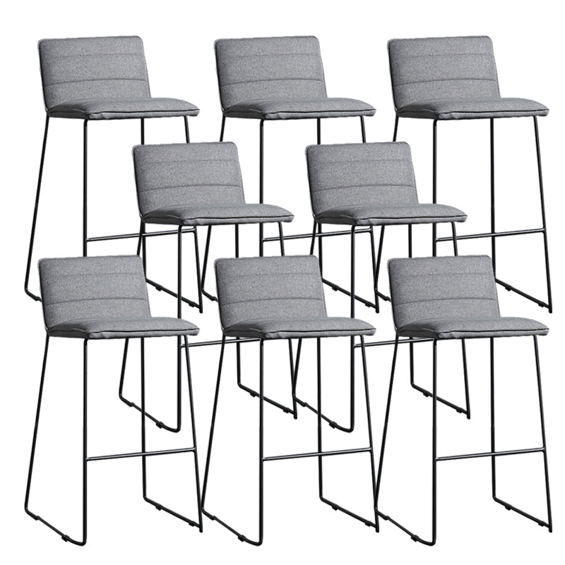 Contemporary Armless Upholstered Low Back Bar Stools with Metal Base