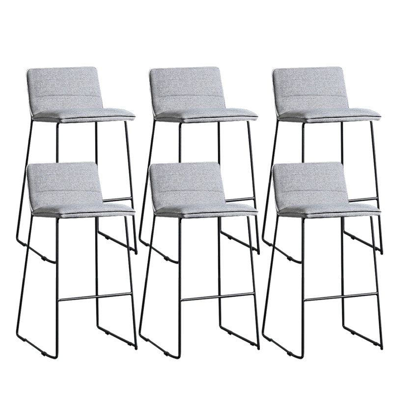 Contemporary Armless Upholstered Low Back Bar Stools with Metal Base