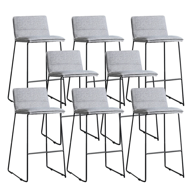 Contemporary Armless Upholstered Low Back Bar Stools with Metal Base