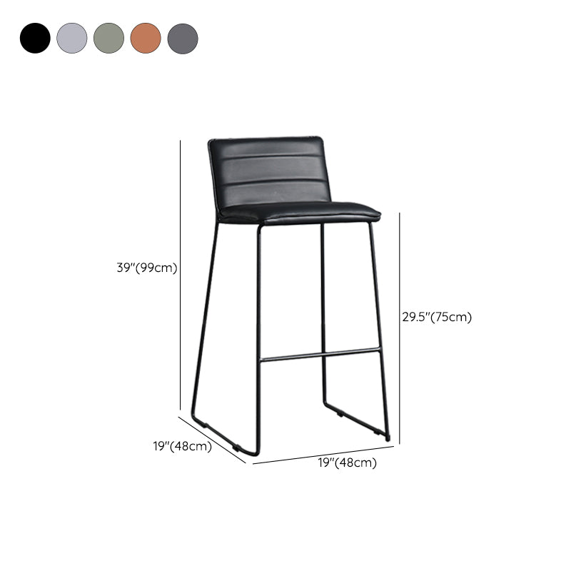 Contemporary Armless Upholstered Low Back Bar Stools with Metal Base