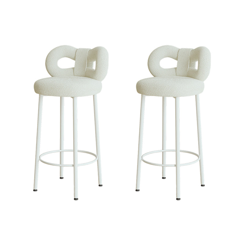 Contemporary Upholstered Low Back Round Bar Stools with Metal Base