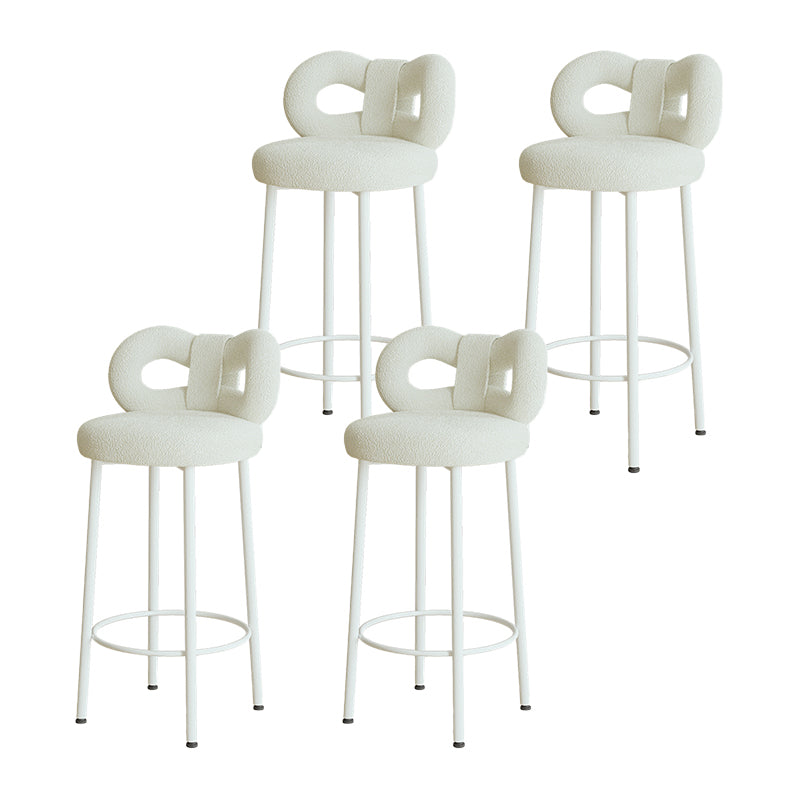 Contemporary Upholstered Low Back Round Bar Stools with Metal Base
