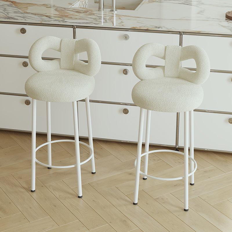 Contemporary Upholstered Low Back Round Bar Stools with Metal Base