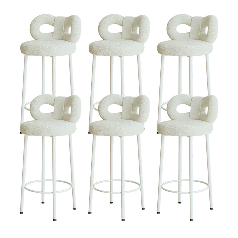 Contemporary Upholstered Low Back Round Bar Stools with Metal Base