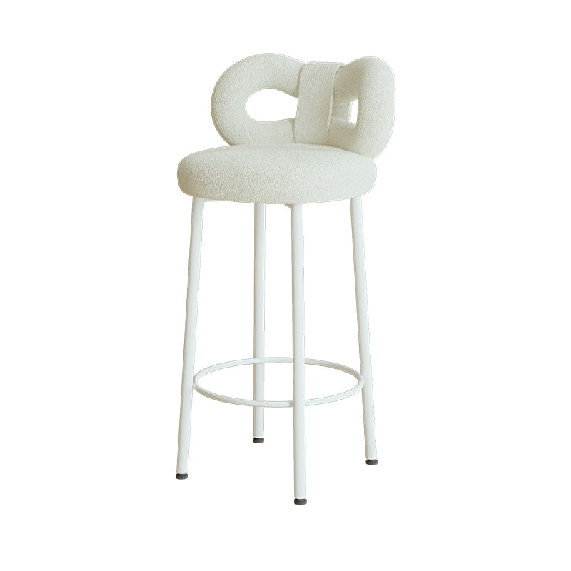 Contemporary Upholstered Low Back Round Bar Stools with Metal Base