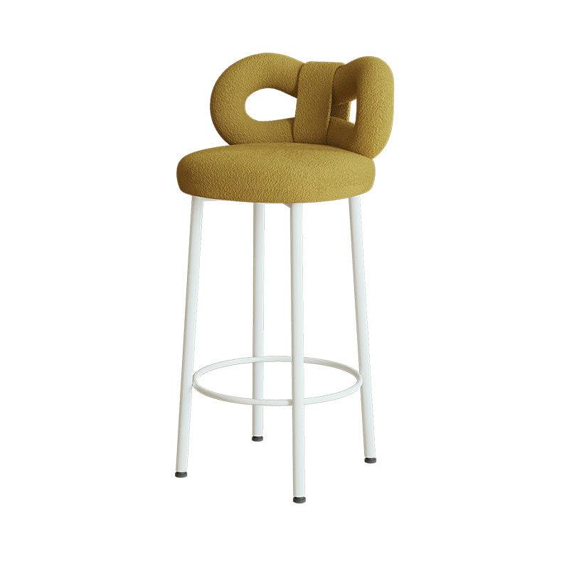 Contemporary Upholstered Low Back Round Bar Stools with Metal Base