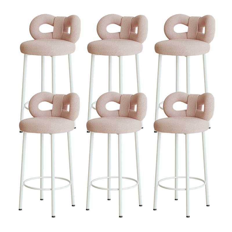 Contemporary Upholstered Low Back Round Bar Stools with Metal Base