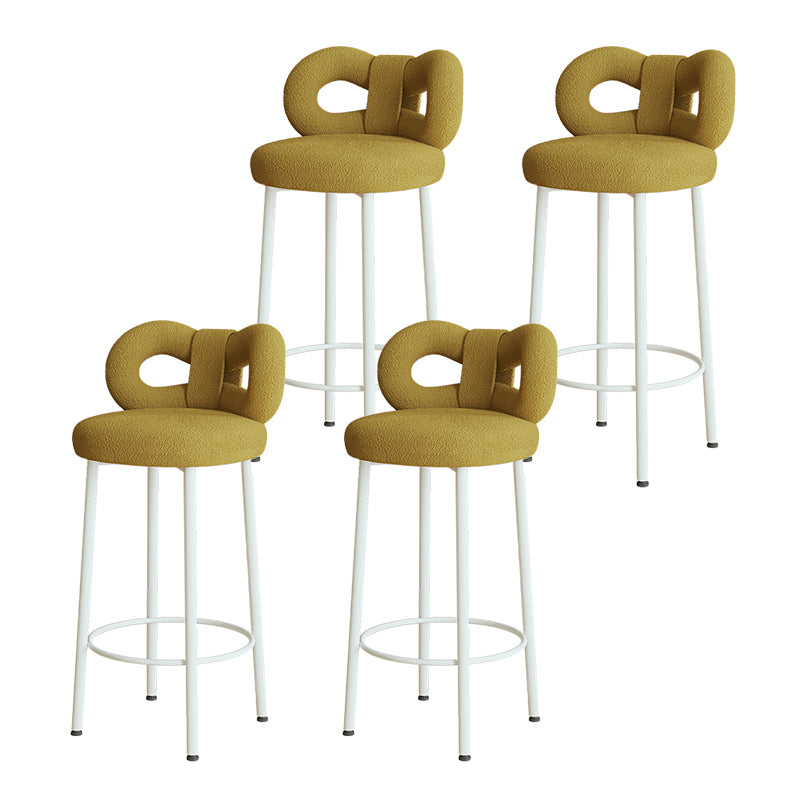 Contemporary Upholstered Low Back Round Bar Stools with Metal Base