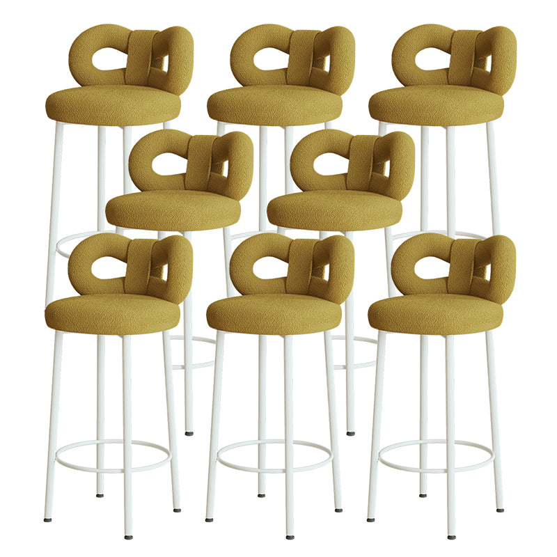Contemporary Upholstered Low Back Round Bar Stools with Metal Base