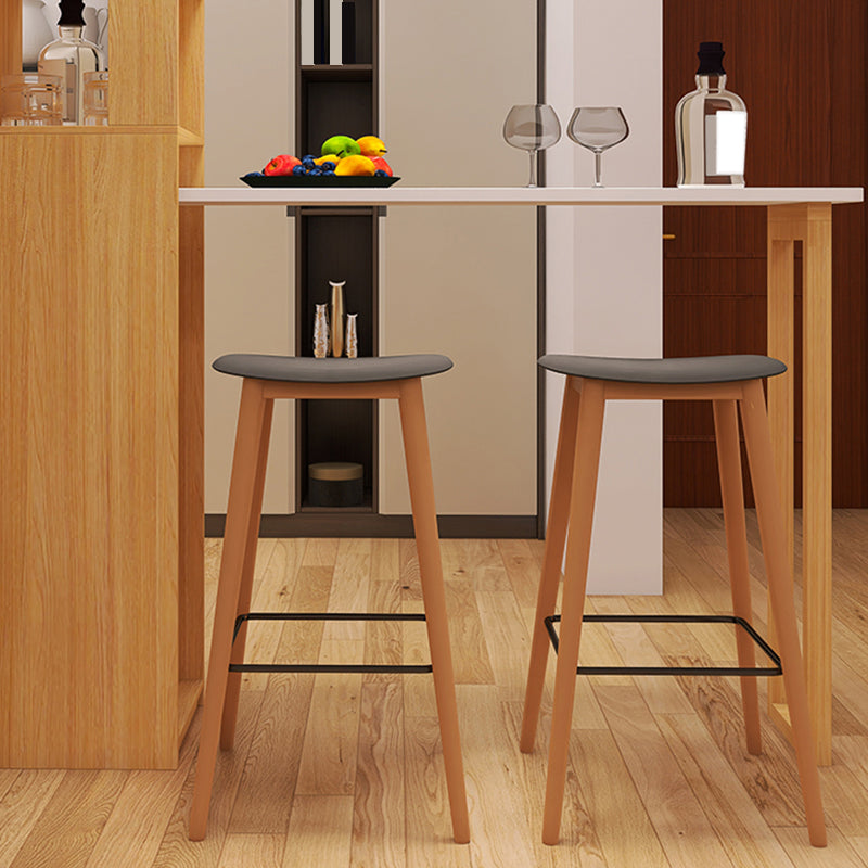 Contemporary 29.9-inch Backless Bar Stool with Solid Wood Base