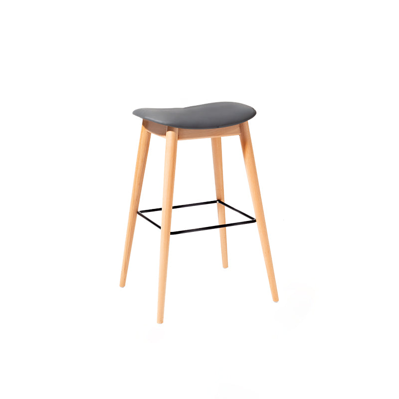Contemporary 29.9-inch Backless Bar Stool with Solid Wood Base