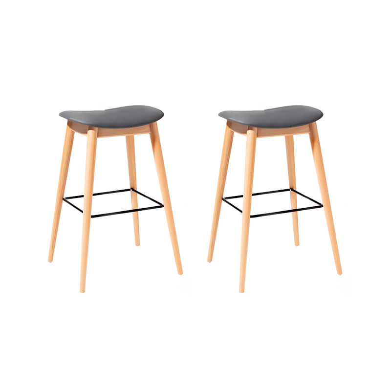 Contemporary 29.9-inch Backless Bar Stool with Solid Wood Base