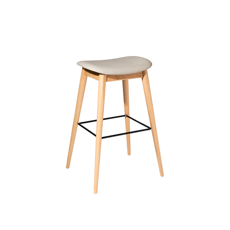 Contemporary 29.9-inch Backless Bar Stool with Solid Wood Base