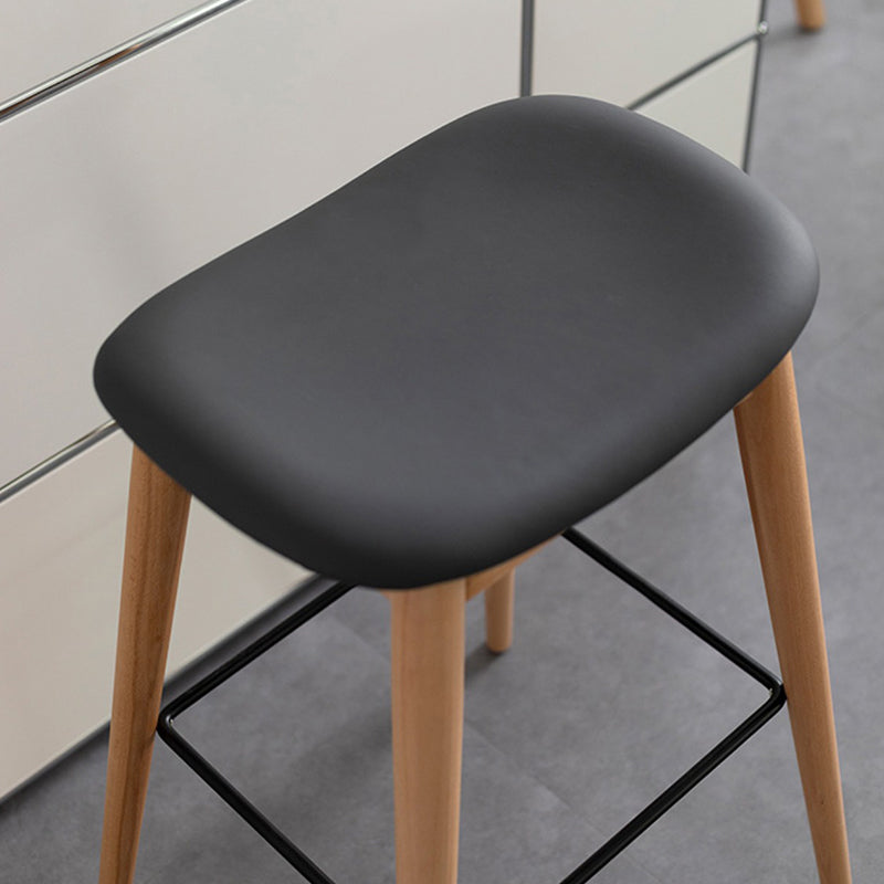 Contemporary 29.9-inch Backless Bar Stool with Solid Wood Base