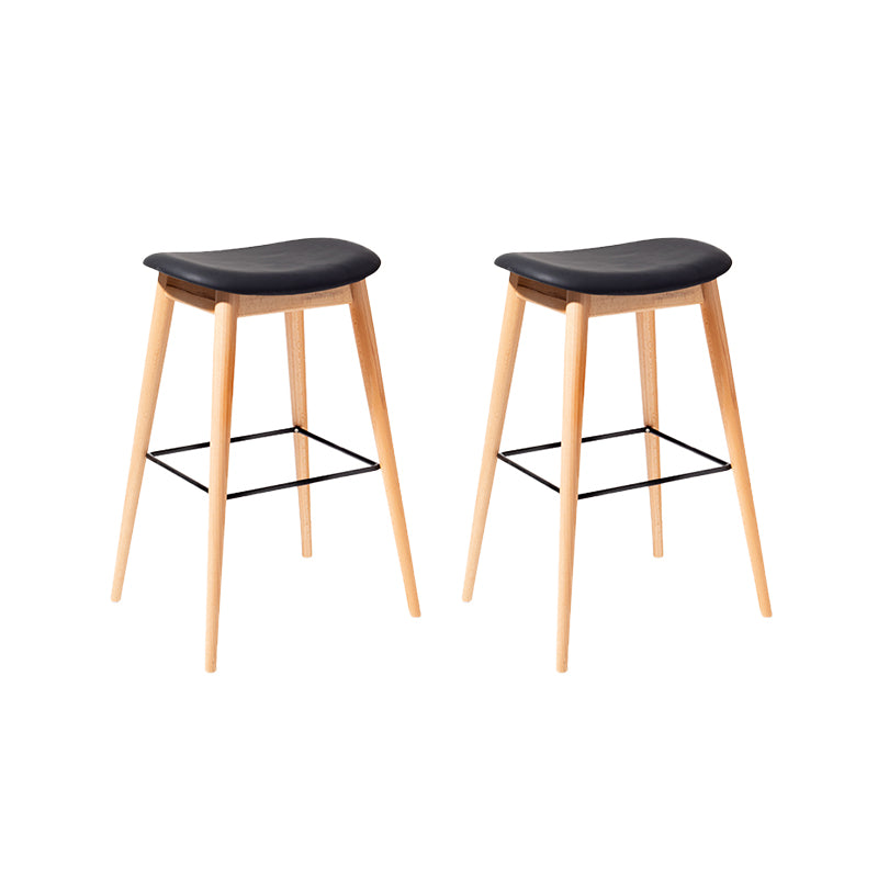 Contemporary 29.9-inch Backless Bar Stool with Solid Wood Base