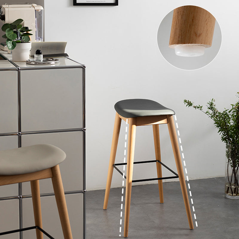 Contemporary 29.9-inch Backless Bar Stool with Solid Wood Base