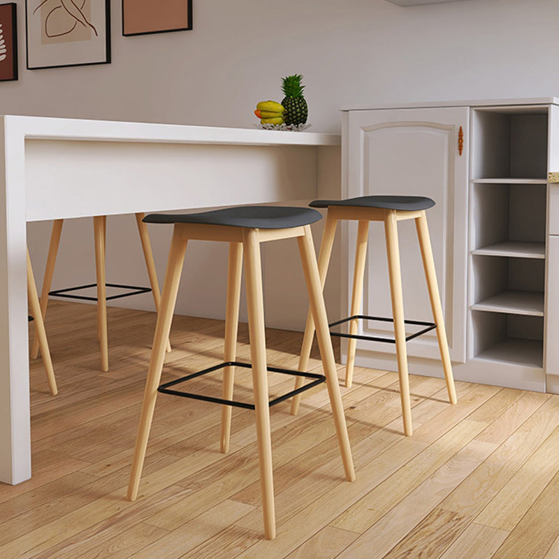 Contemporary 29.9-inch Backless Bar Stool with Solid Wood Base