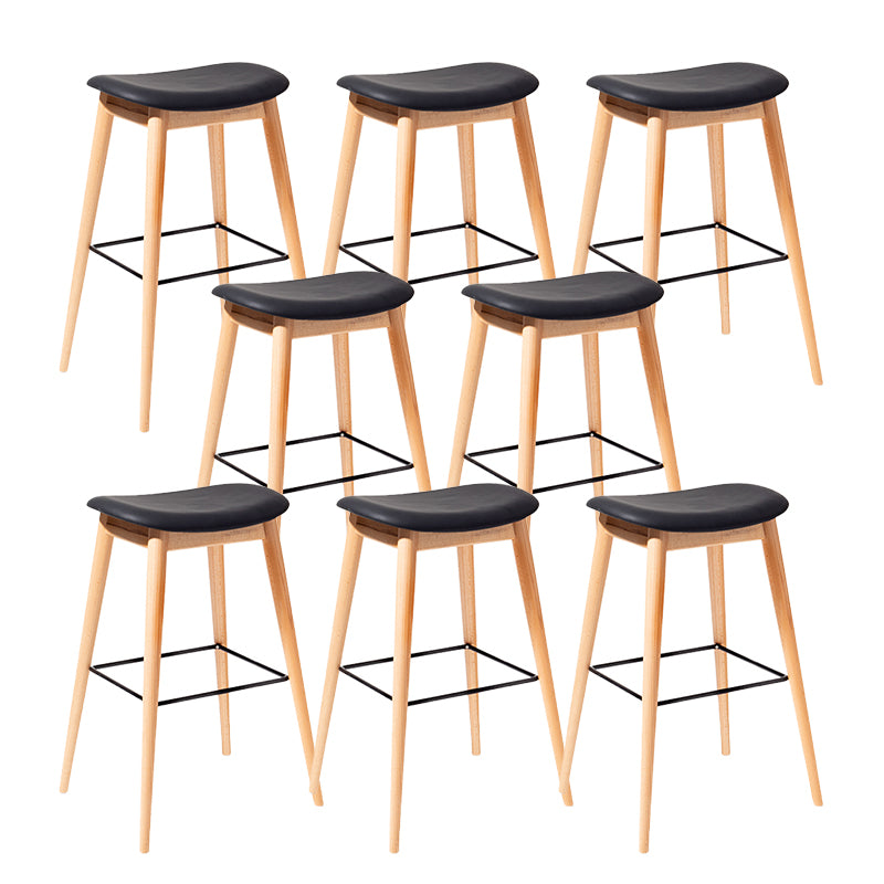 Contemporary 29.9-inch Backless Bar Stool with Solid Wood Base