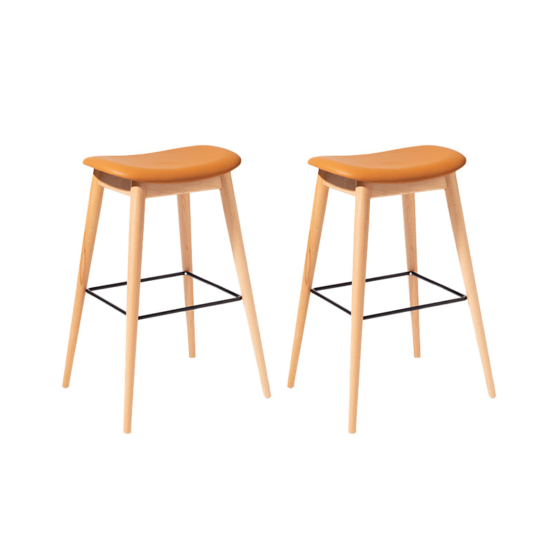 Contemporary 29.9-inch Backless Bar Stool with Solid Wood Base