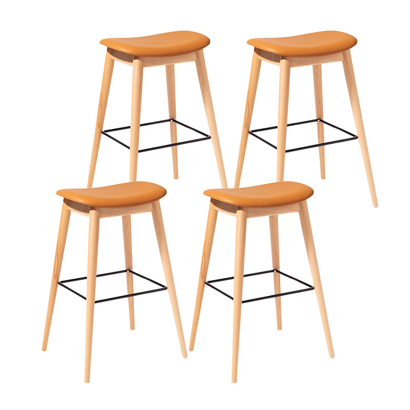 Contemporary 29.9-inch Backless Bar Stool with Solid Wood Base
