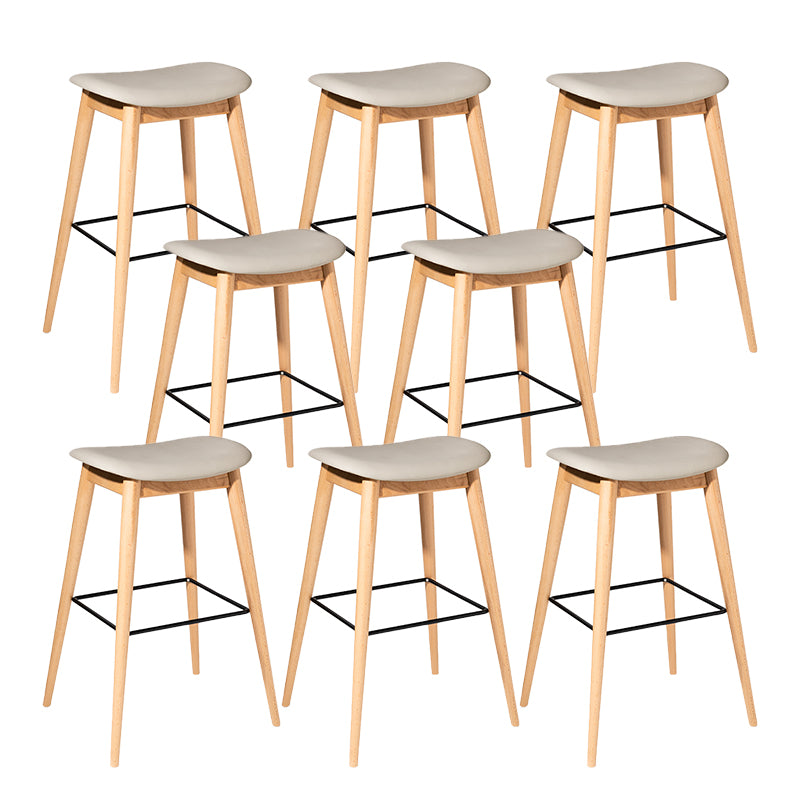 Contemporary 29.9-inch Backless Bar Stool with Solid Wood Base