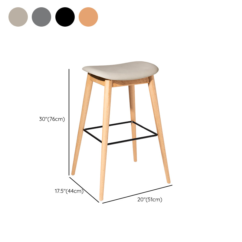 Contemporary 29.9-inch Backless Bar Stool with Solid Wood Base