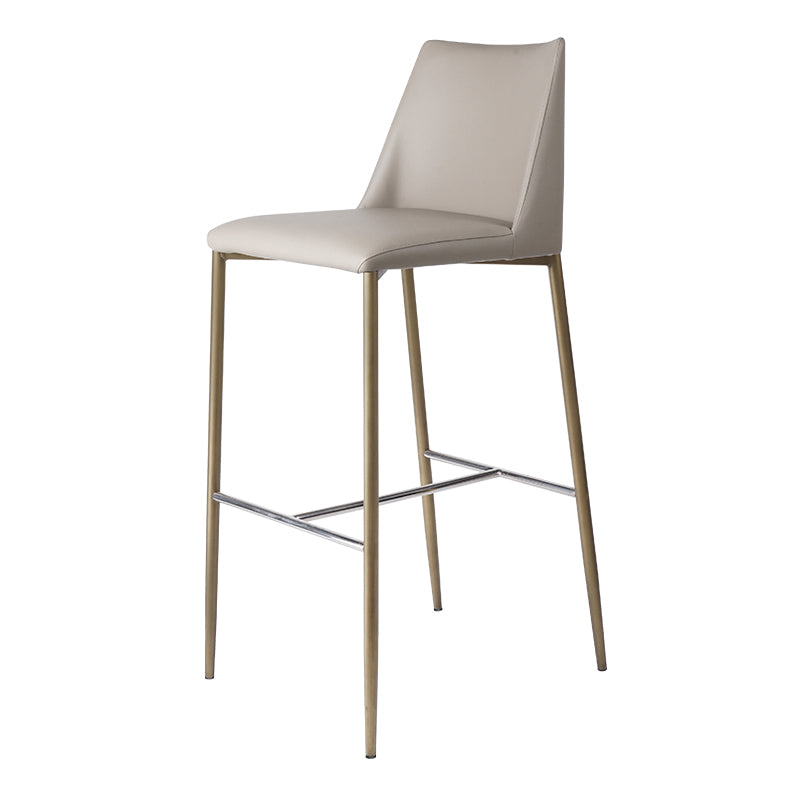 Modern Upholstered Low Back Faux Leather Bar Stools with Metal Base