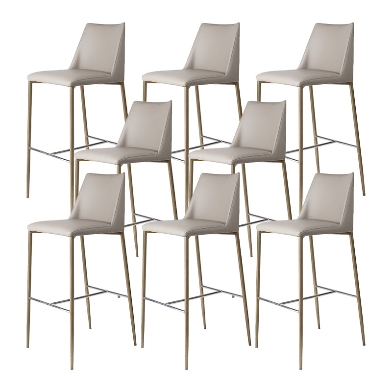 Modern Upholstered Low Back Faux Leather Bar Stools with Metal Base
