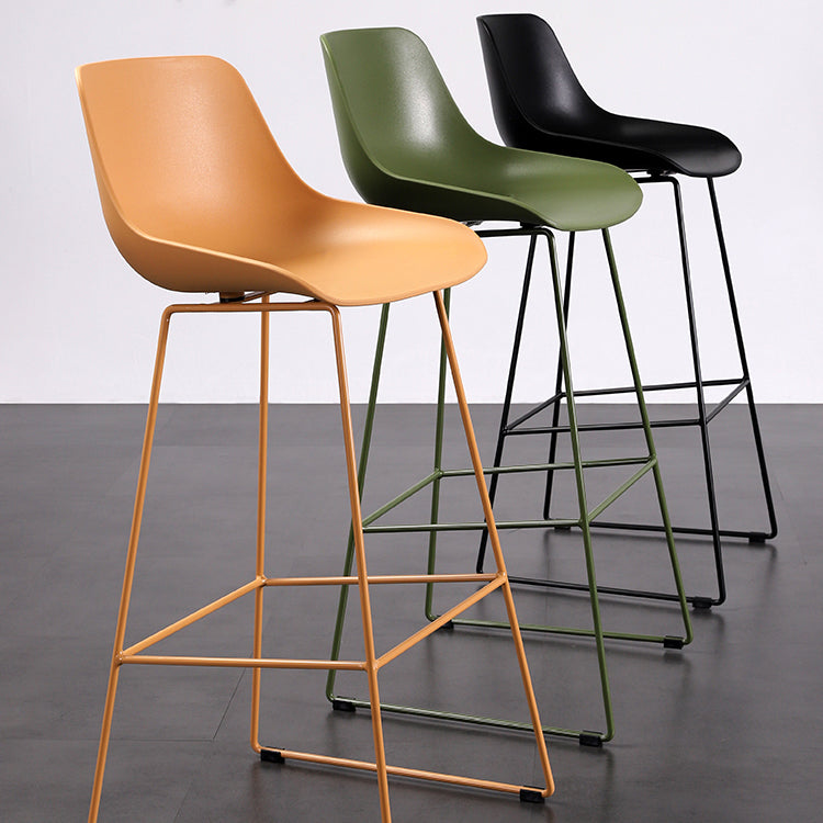 Contemporary Plastic Low Back Armless Bar Stool with Metal Base