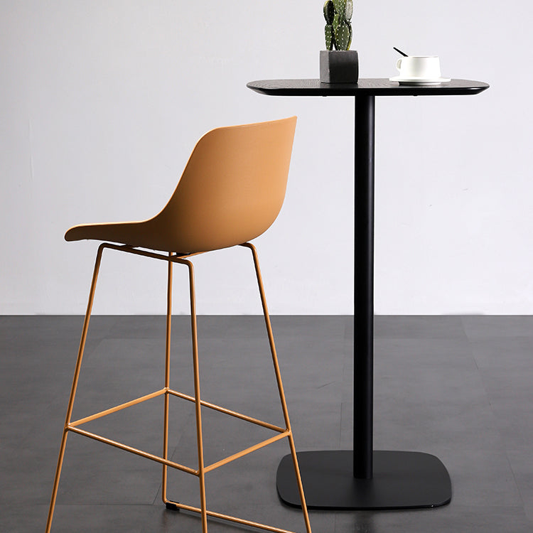 Contemporary Plastic Low Back Armless Bar Stool with Metal Base