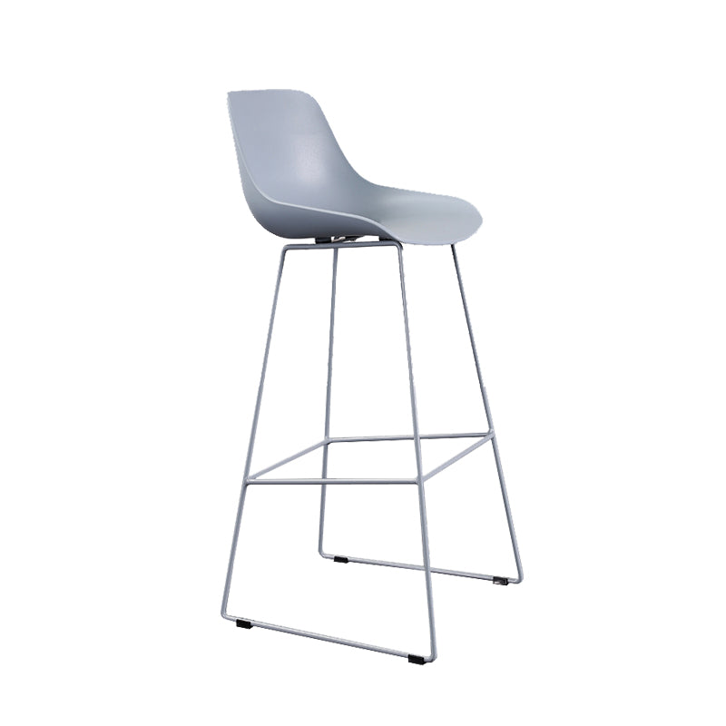 Contemporary Plastic Low Back Armless Bar Stool with Metal Base